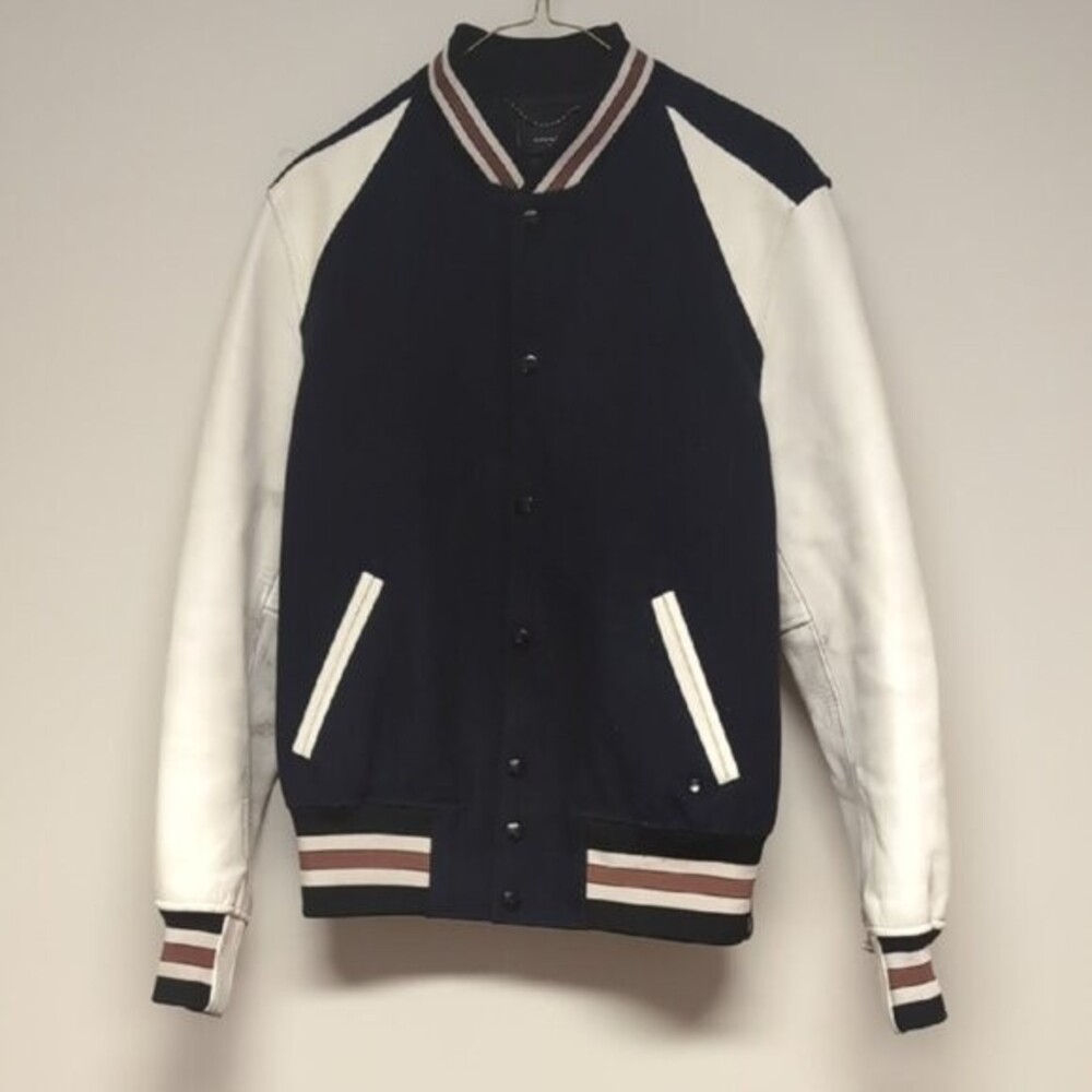 Coach Classic Navy and White Varsity Jacket